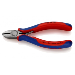 KNIPEX 76 12 125 Tăietor lateral (șfic) pentru electromecanici cu manşoane multicomponent vopsit negru 125 mm - Img 1