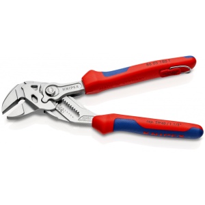 KNIPEX 86 05 180 T Cheie de strângere Cleștele-cheie, clește și cheie într-o singură unealtă cu manşoane multicomponent, cu cârlig de fixare integrat pentru montarea unei siguranţe împotriva căderii cromat 180 mm - Img 2