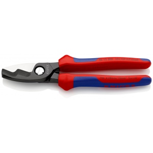 KNIPEX 95 12 200 Foarfece de tăiat cabluri cu tăiș dublu cu manşoane multicomponent brunat 200 mm