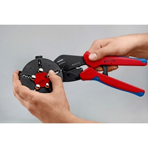KNIPEX 97 33 01 MultiCrimp® clește de sertizare cu magazie pentru adaosuri de schimb cu manşoane multicomponent brunat 250 mm - Img 3