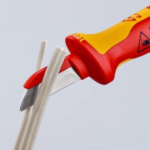 KNIPEX 98 54 Cuțit de tăiat cabluri mâner izolator multicomponent, testat de VDE 190 mm - Img 4
