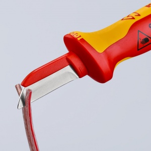 KNIPEX 98 54 Cuțit de tăiat cabluri mâner izolator multicomponent, testat de VDE 190 mm - Img 5