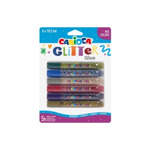 Lipici cu sclipici multicolor Carioca 6 x 10.5 ml - Img 1