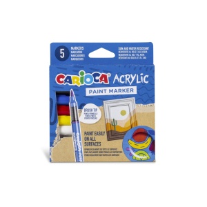Marker cu vopsea acrilică și vârf pensulă Carioca 5 buc/set