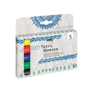 Marker pentru textile Kreul vârf Mediu 5 buc/set - Img 1