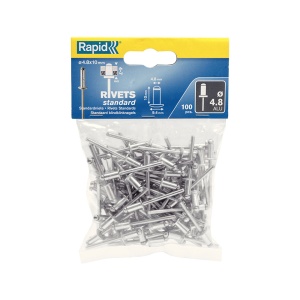 Nituri Standard Rapid diametru 4.8mm x 10mm, aluminiu, 100buc set, 5000380