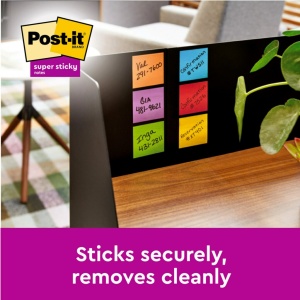 Notes adeziv Super Sticky 76 x 76 mm 90 file x 5 culori asortate Post-It 3M - Img 3