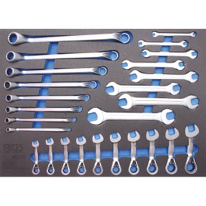 Organizator pentru carucior BGS, 26 chei combinate, inelare, cu clichet, 3/3 sertar - Img 1
