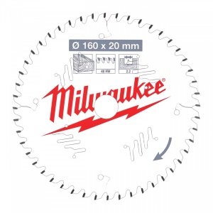 Pânze pentru fierăstraie circulare de mână Milwaukee (Diametru interior disc (mm): 20, Nr. dinți: 48, Diametrul exterior al pânzei (mm): 160, Lățime tăiere (mm): 2.2)