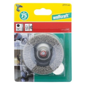 Perie Wolfcraft 2711000, tip disc, D 75 mmx12, otel inoxidabil, tija hexagonala 1/4" - Img 3