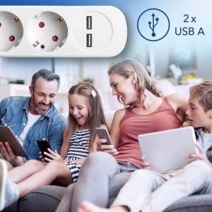 Prelungitor cu comutator, 5 prize + 2 USB, 3x1.5mm / 1.5m, 230V, Trotec, tip PVH5 - Img 9