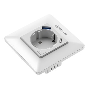 Priză de perete WiFi Tellur Smart, 3600W, 16A, PD20W, USB 18W, monitorizare consum, alb - Img 2