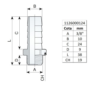 Racord cu filet exterior 3/8" si bradut 10 mm, tip 370/7 - Img 2