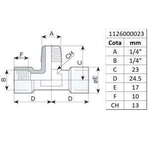 Racord tip T filet int.-ext.-int. 1/4", tip 255/2 - Img 2