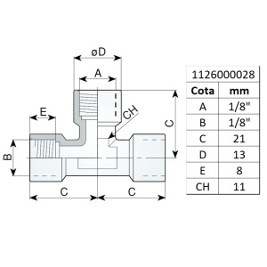 Racord tip T filet interior 1/8", tip 258/1 - Img 2