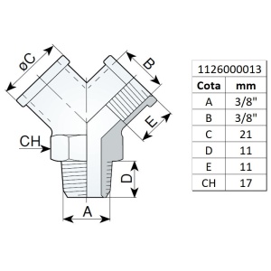Racord tip "Y" filet exterior-interior 3/8", tip 245/3 - Img 2
