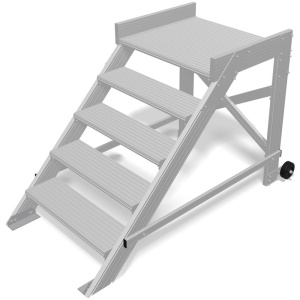 Scara cu podest mobila, 5 trepte, latime 600mm, inaltime platforma 1.0m, inaltime de lucru 3.0m - Img 1