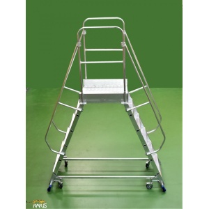 Scara mobila cu platforma, din aluminiu, dubla, la 70°, roti cu arc, produs RARIS, tip PDRA - Img 3