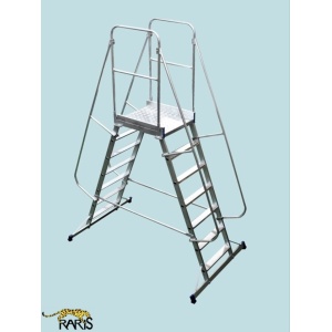 Scara mobila cu platforma, din aluminiu, dubla, la 70°, roti laterale, produs RARIS, tip PDA - Img 8