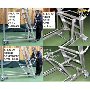 Scara mobila cu platforma, din aluminiu, la 70 grade, cu maneta, produs RARIS, tip SPLR70 - Img 5