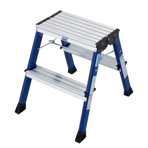 Scara mobila Monto Rolly albastra dubla 2x2 trepte, cu roti retractabile automat - Img 1