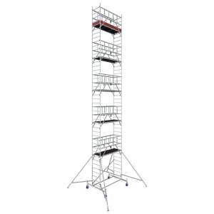 Schela Protec 0,6 x 2m, aluminiu, inaltime lucru 12.3m, inaltime schela 11.45m, inaltime platforma 10.3m (0+1+4+(4*3)+(4*Stabilizatoare))