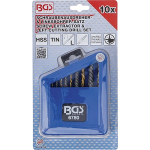 Set 10 extractoare șuruburi şi burghie pe stânga, BGS HSS titan-nitrurat, 2 - 7.5 mm - Img 3
