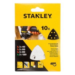 Set 10 foi abrazive delta Stanley STA32348, 94x94x94 mm, granulatie mixta - Img 2
