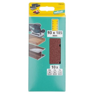 Set 10 foi abrazive Wolfcraft 1762000, pentru lemn si metale, Gr. A40, A80, A120, 93x185 mm - Img 2