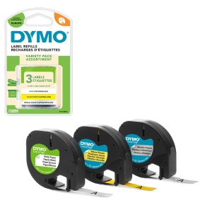 Set 3 Etichete originale DYMO LetraTag 12mm x 4m 3 role set asortate 91240 S0721800 91241