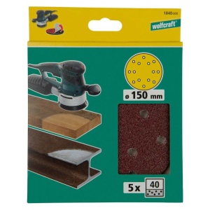 Set 5 foi abrazive Wolfcraft 1840000, prindere velcro, pentru lemn si metal, D 150 mm, P40 - Img 2