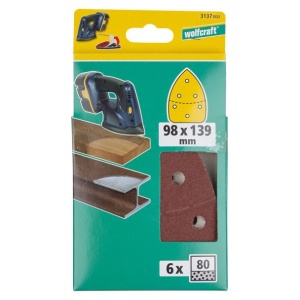 Set 6 foi abrazive Wolfcraft 3137000, Gr. 80, perforate, 98x139 mm - Img 2