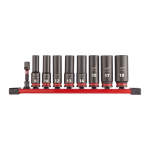 Set 9 piese MILWAUKEE chei tubulare de impact ShW 3/8, lungi 8-19mm - Img 1