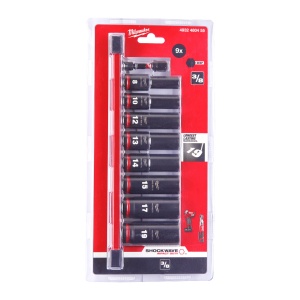 Set 9 piese MILWAUKEE chei tubulare de impact ShW 3/8, lungi 8-19mm - Img 2