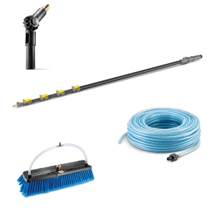 Set curatare panouri solare cu perie si apa de la robinet pentru uz casnic, furtun 25m, tija telescopica 7m - Img 1