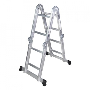 STR402 Scara multifunctionala din aluminiu 4 segmente x 2 trepte, 2.5m - Img 1
