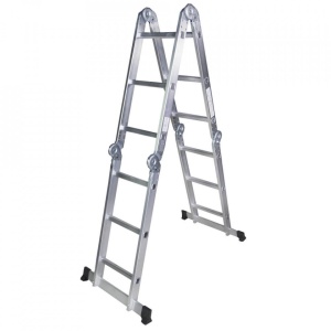 STR403 Scara multifunctionala din aluminiu 4 segmente x 3 trepte, 3.6 m - Img 1