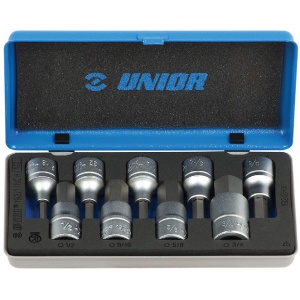 Trusa 9 capete chei tubulare cu profil hexagonal 1/2" in cutie metalica, 3/16"-3/4"