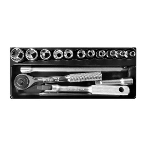 Trusa chei tubulare cu clicket Engineer TWS-02, metric, cutie metalica, chei tubulare 4, 13, accesorii, 16 piese, fabricata in Japonia - Img 2
