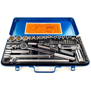 Trusa chei tubulare cu clicket Engineer TWS-05, metric, cutie metalica, chei tubulare 4, 32, chei hexagonale, biti si accesorii, 52 piese, fabricata in Japonia