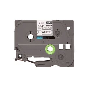 Tub termocontractabil compatibil Brother HSe-221 9mmx1.5 m negru alb - Img 1