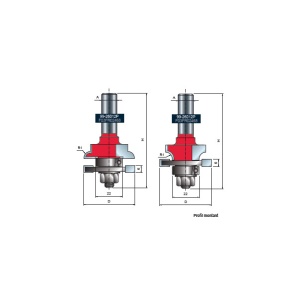 99- Freza profil contraprofil cu raza, placata CMS Z=2, cu coada si rulment copier inferior, DIM 42.9 - 99-26012P