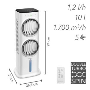 Aircooler - Racitor de aer portabil, umidificator, Trotec, tip PAE45, alb, 90 W, 1700m³/h, 5 viteze - Img 3