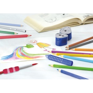 Ascuțitoare plastic triplă cu container grip 2001 roșie/albastră Faber-Castell - Img 10