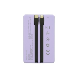 Baterie externă Tellur 10000mAh, USB-C + Lightning cabluri incorporate, QC3.0, PD, mov - Img 3
