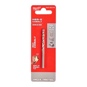 Burghie RED COBALT pentru metal - DIN 338 Milwaukee Ø 4.2x43x75 mm - blister 1 buc - Img 2