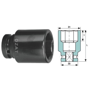 Cap cheie tubulara de impact 2.1/2" 6 laturi, lung 115