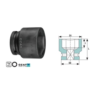 Cap cheie tubulara de torsiune OZAT 5/8" 6 laturi, scurt 1 5/16"