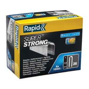 Capse Rapid 36 12 mm pentru cabluri, Super Strong, galvanizate, semicirculare, divergente DP, 5x1000 capse cutie 5000511