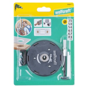 Carota de taiere reglabila pentru instalatii sanitare Wolfcraft 5984000, D35, 50, 54, 63, 67, 83 mm, adancime taiere 30 mm, tija triunghiulara D 8.5 mm - Img 6